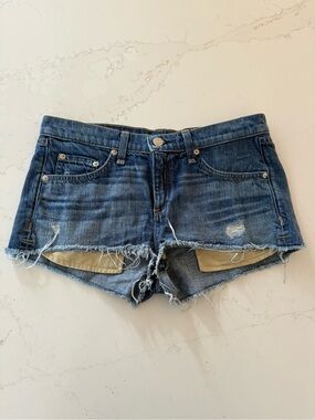 rag & bone Blue Distressed Denim Cutoff Shorts